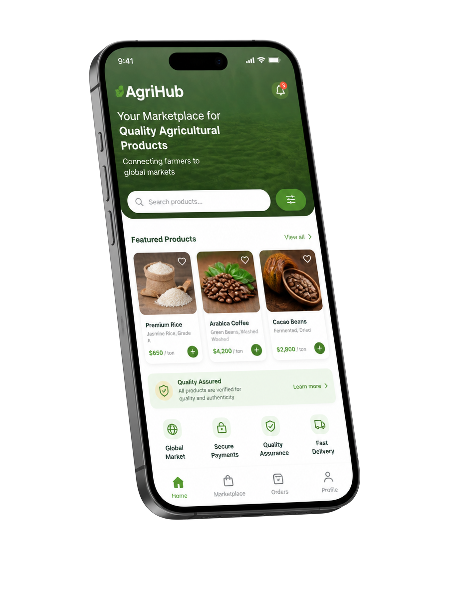 Mockup aplikasi AgriHub